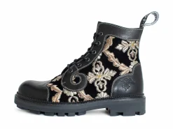 Fluevog Shoes Derby Swirl (6 Eye) | Classic Derby Boot Black Jacquard Cheap