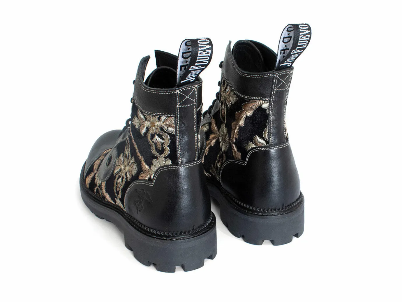 Fluevog Shoes Derby Swirl (6 Eye) | Classic Derby Boot Black Jacquard Cheap