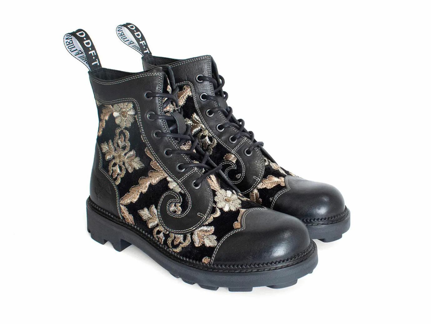 Fluevog Shoes Derby Swirl (6 Eye) | Classic Derby Boot Black Jacquard Online