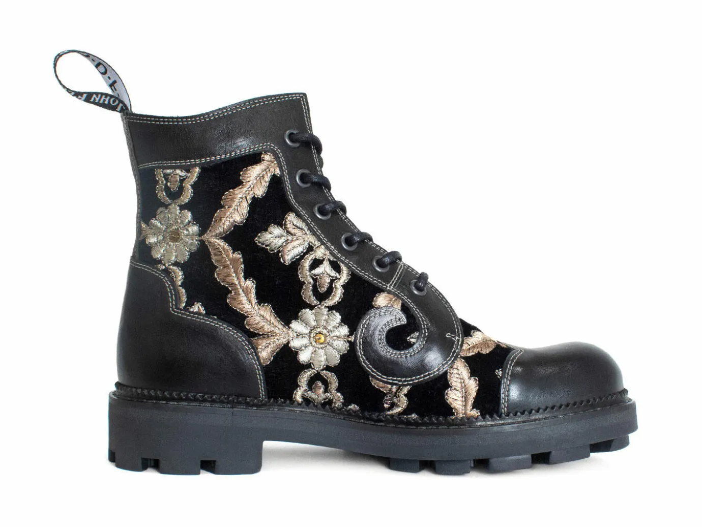 Fluevog Shoes Derby Swirl (6 Eye) | Classic Derby Boot Black Jacquard Online
