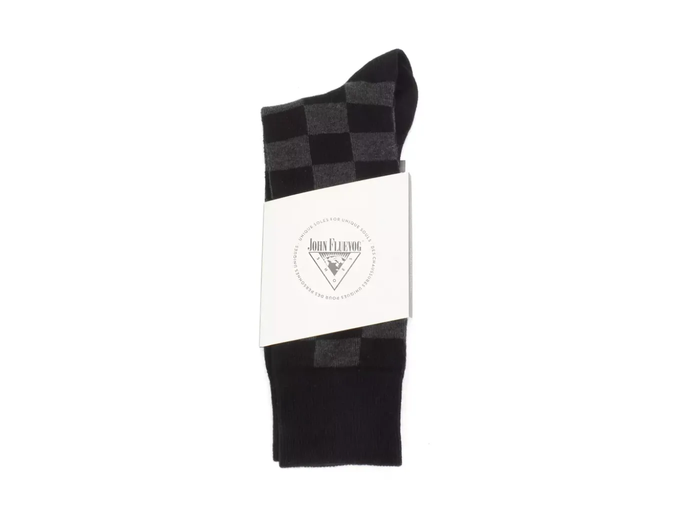 Fluevog Shoes Diego Vog Socks | Checkered Sock Black/Grey Flash Sale