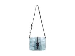 Fluevog Shoes Donna | Leather Crossbody Bag Blue Croc Clearance