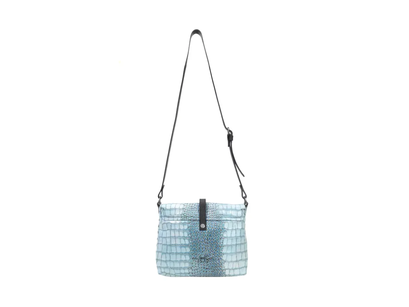 Fluevog Shoes Donna | Leather Crossbody Bag Blue Croc Clearance