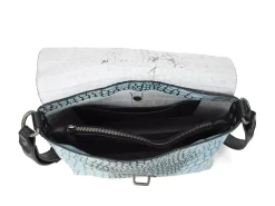 Fluevog Shoes Donna | Leather Crossbody Bag Blue Croc Clearance