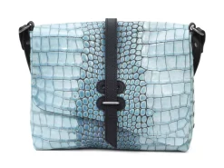 Fluevog Shoes Donna | Leather Crossbody Bag Blue Croc Outlet