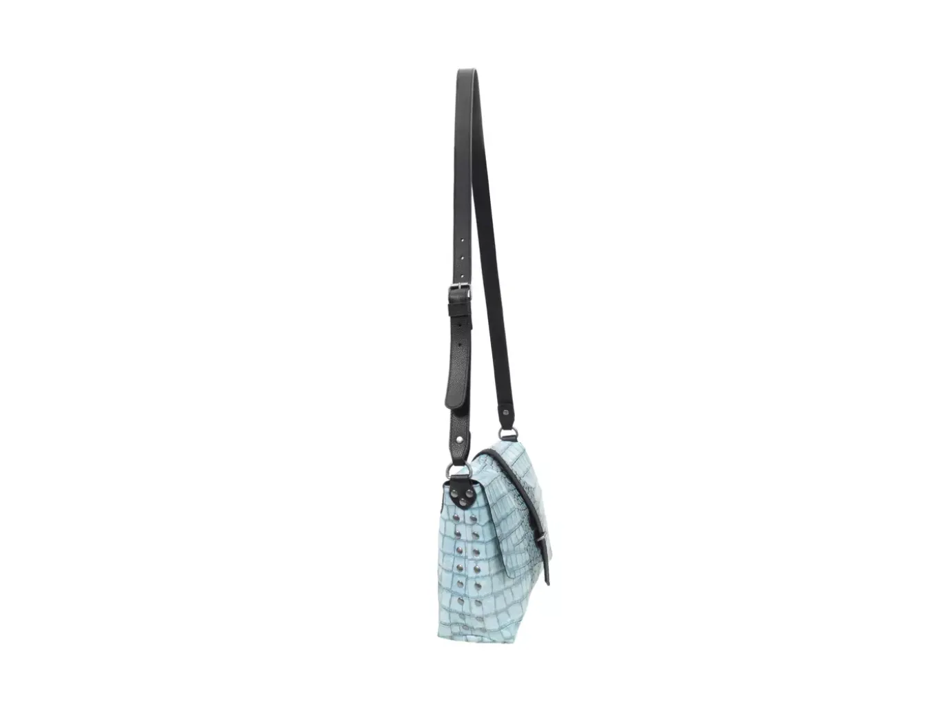 Fluevog Shoes Donna | Leather Crossbody Bag Blue Croc Outlet