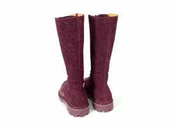 Fluevog Shoes Duffy | Tall Boot With Ruffled Tongue Purple/Green Outlet