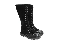 Fluevog Shoes Duffy | Tall Boot With Ruffled Tongue Black Best Sale