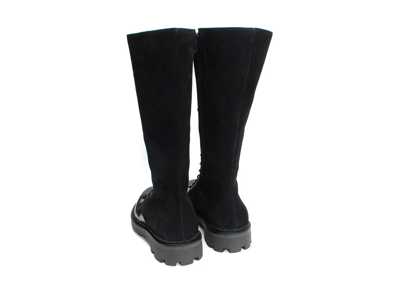 Fluevog Shoes Duffy | Tall Boot With Ruffled Tongue Black Best Sale