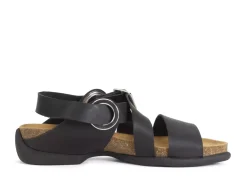 Fluevog Shoes Earley | Leather Strap Sandal Black Sale