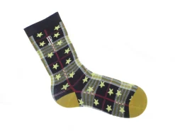 Fluevog Shoes Ebi Vog Socks | Plaid And Stars Sock Black Hot
