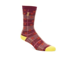 Fluevog Shoes Ebi Vog Socks | Plaid And Stars Sock Burgundy Best Sale