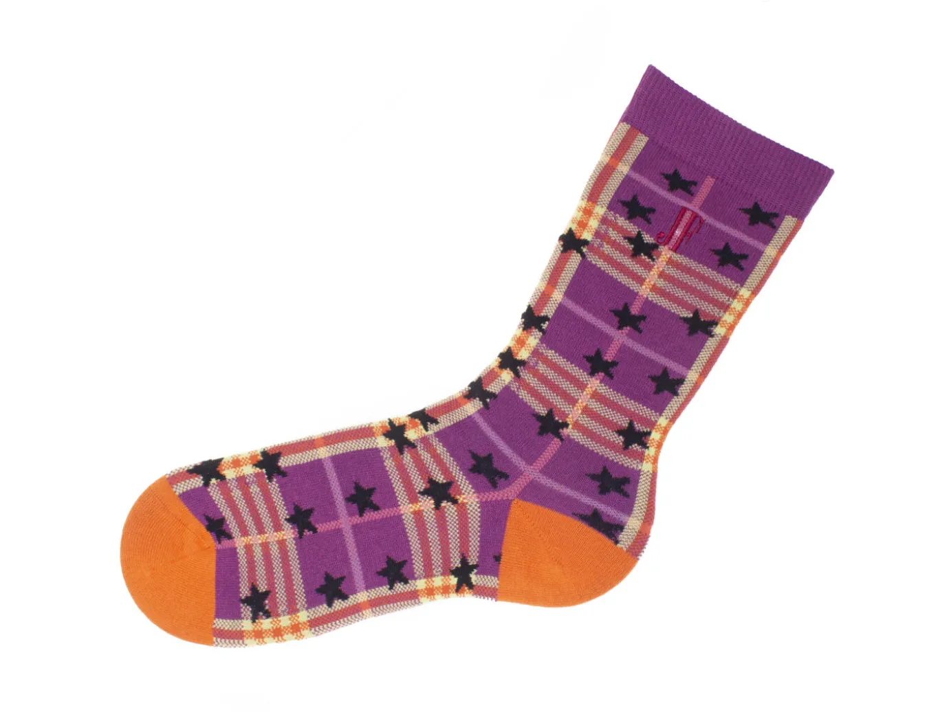 Fluevog Shoes Ebi Vog Socks | Plaid And Stars Sock Purple Best Sale