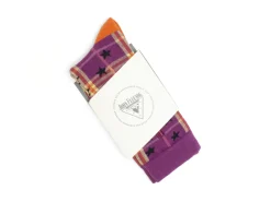 Fluevog Shoes Ebi Vog Socks | Plaid And Stars Sock Purple Best Sale