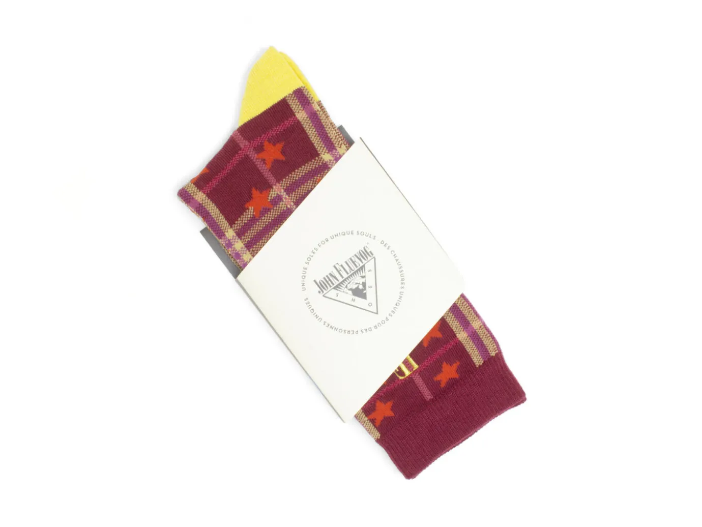 Fluevog Shoes Ebi Vog Socks | Plaid And Stars Sock Burgundy New