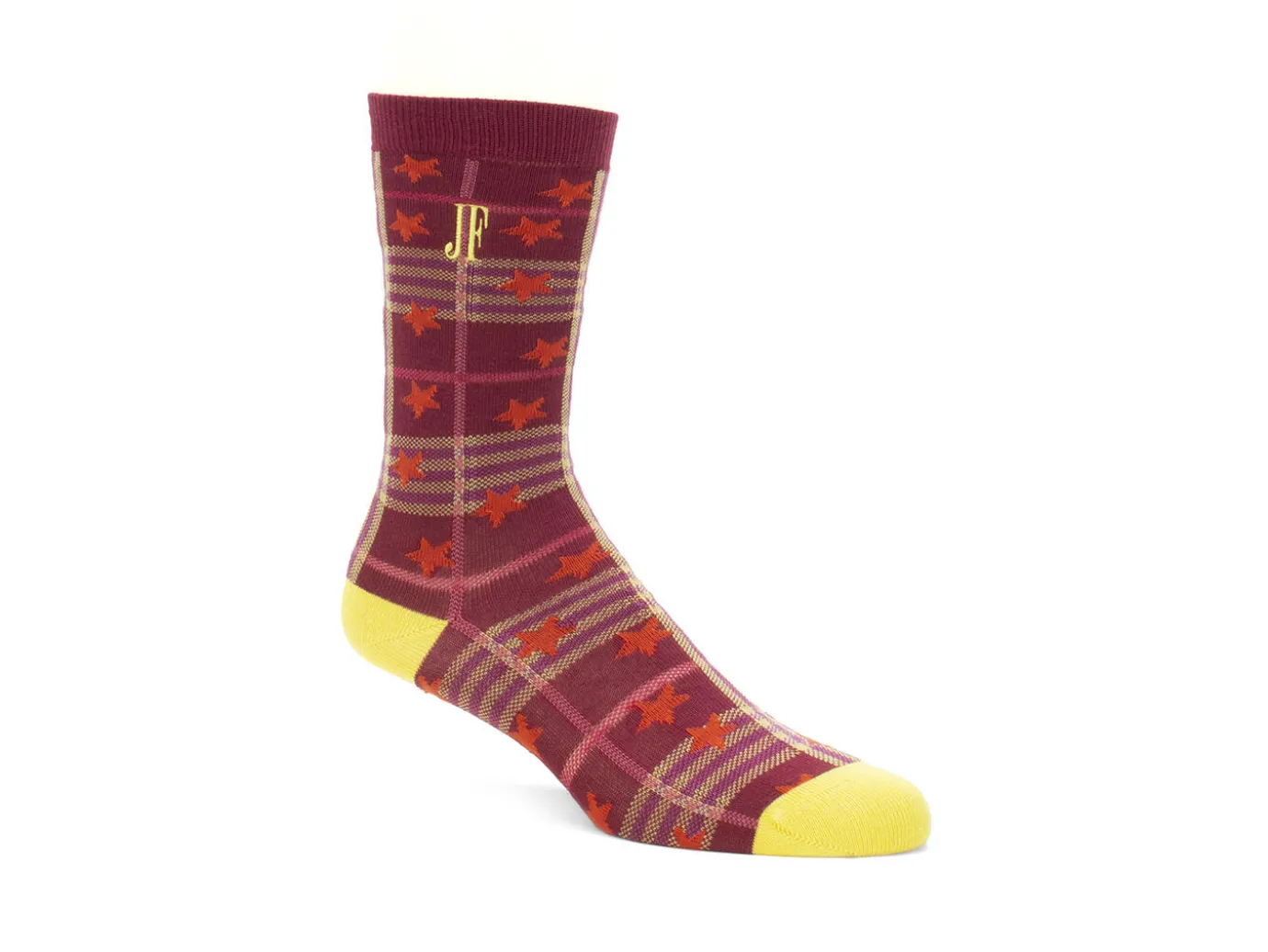 Fluevog Shoes Ebi Vog Socks | Plaid And Stars Sock Burgundy Cheap