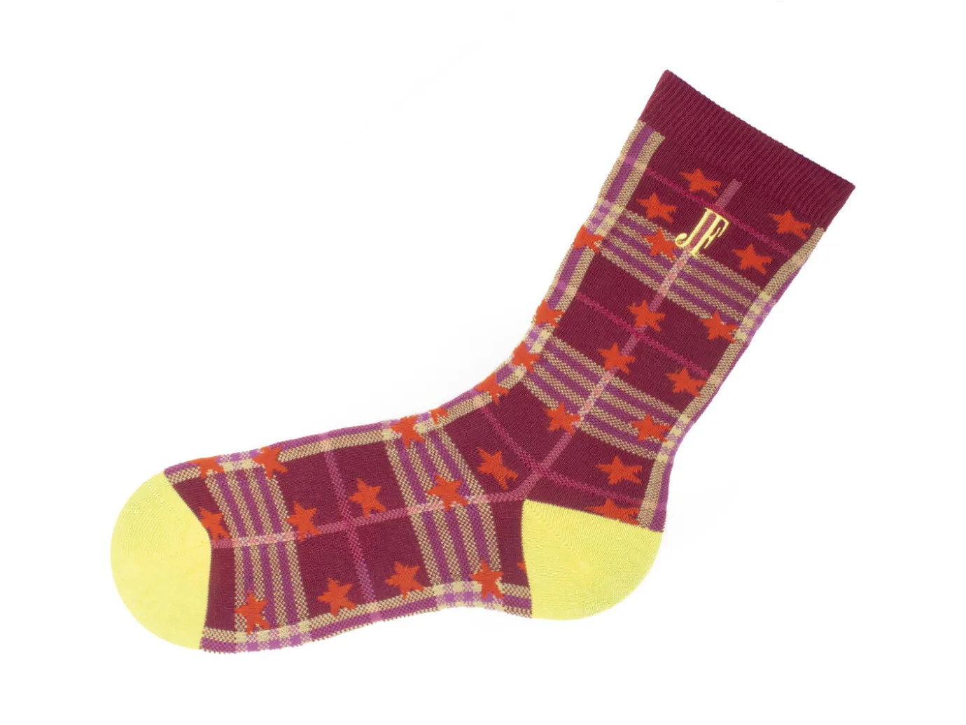 Fluevog Shoes Ebi Vog Socks | Plaid And Stars Sock Burgundy Cheap