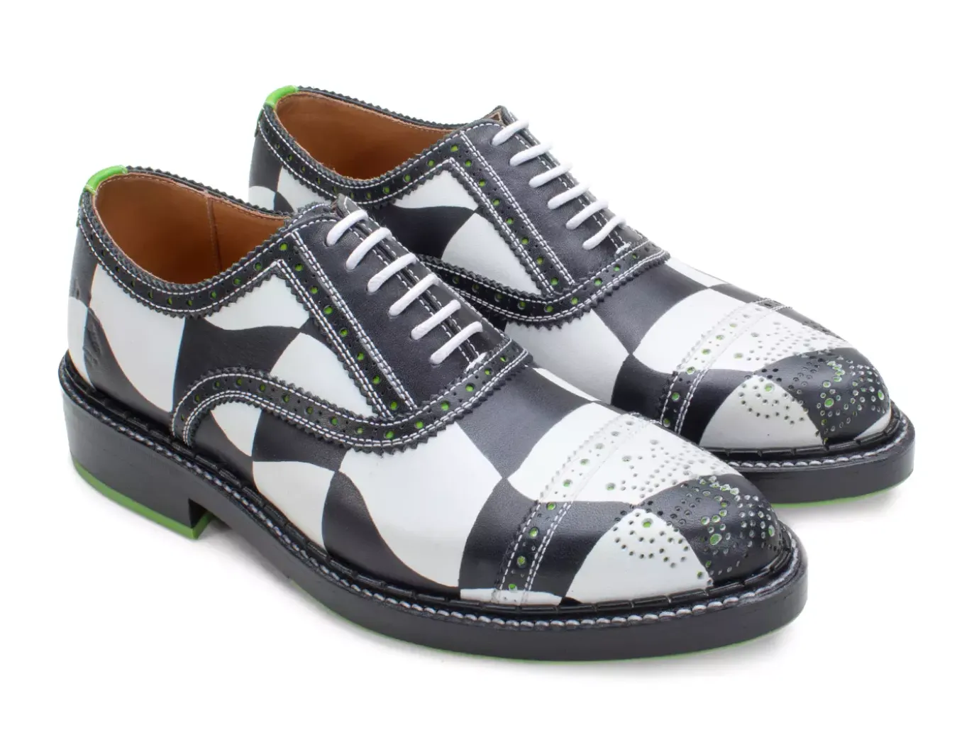 Fluevog Shoes Edda | Modern Brogue Shoe Black/White Online