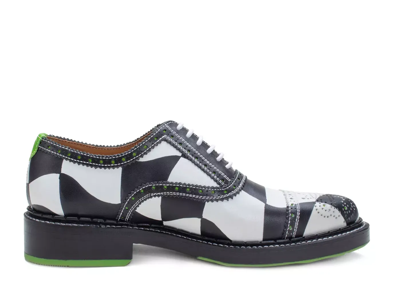 Fluevog Shoes Edda | Modern Brogue Shoe Black/White Online