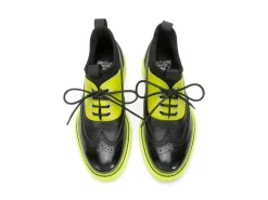 Fluevog Shoes Felix | Wingtip Brogue With Neoprene Black/Lime Hot