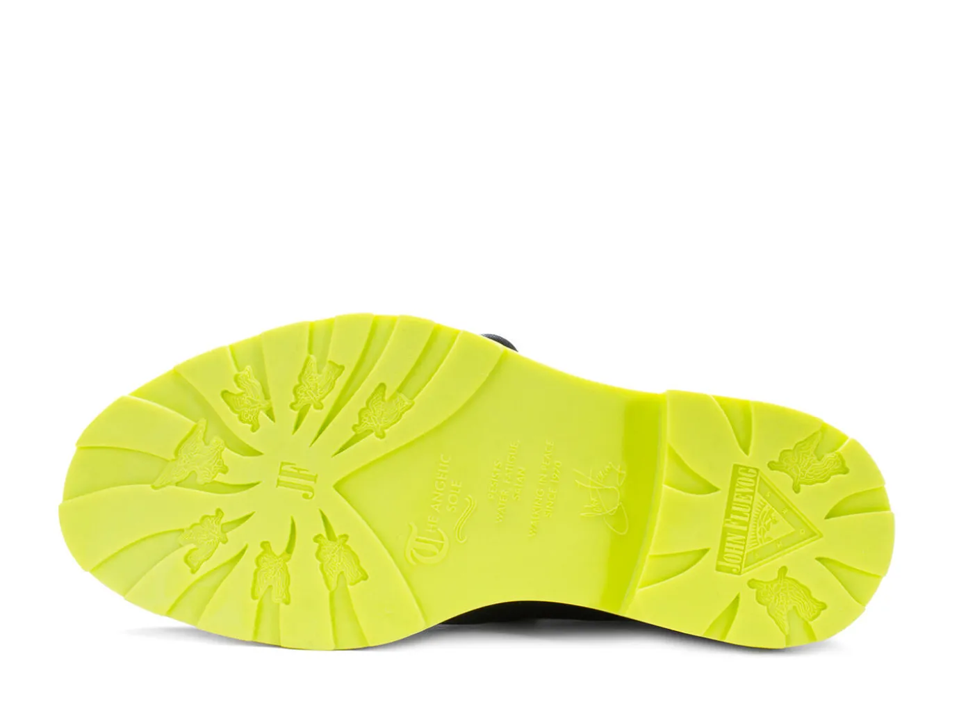 Fluevog Shoes Felix | Wingtip Brogue With Neoprene Black/Lime Hot