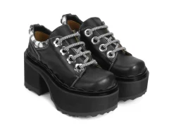 Fluevog Shoes Fizzy | Flowery Platform Shoe Black/White Outlet