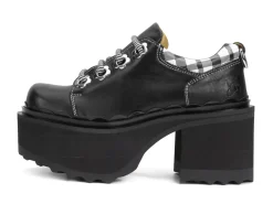 Fluevog Shoes Fizzy | Flowery Platform Shoe Black/White Outlet