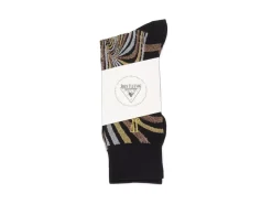 Fluevog Shoes Ford Vog Socks | Optical Illusion Sock Black/Metallic Fashion