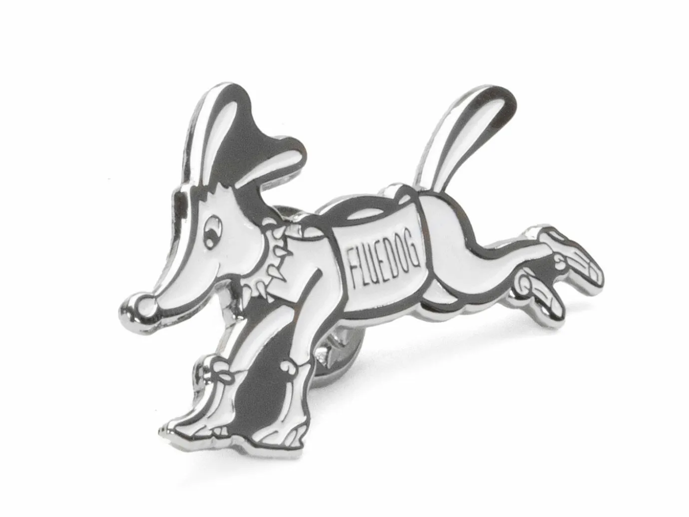 Fluevog Shoes Freddy The Fluedog Pin | Enamel Pin Silver/White Hot