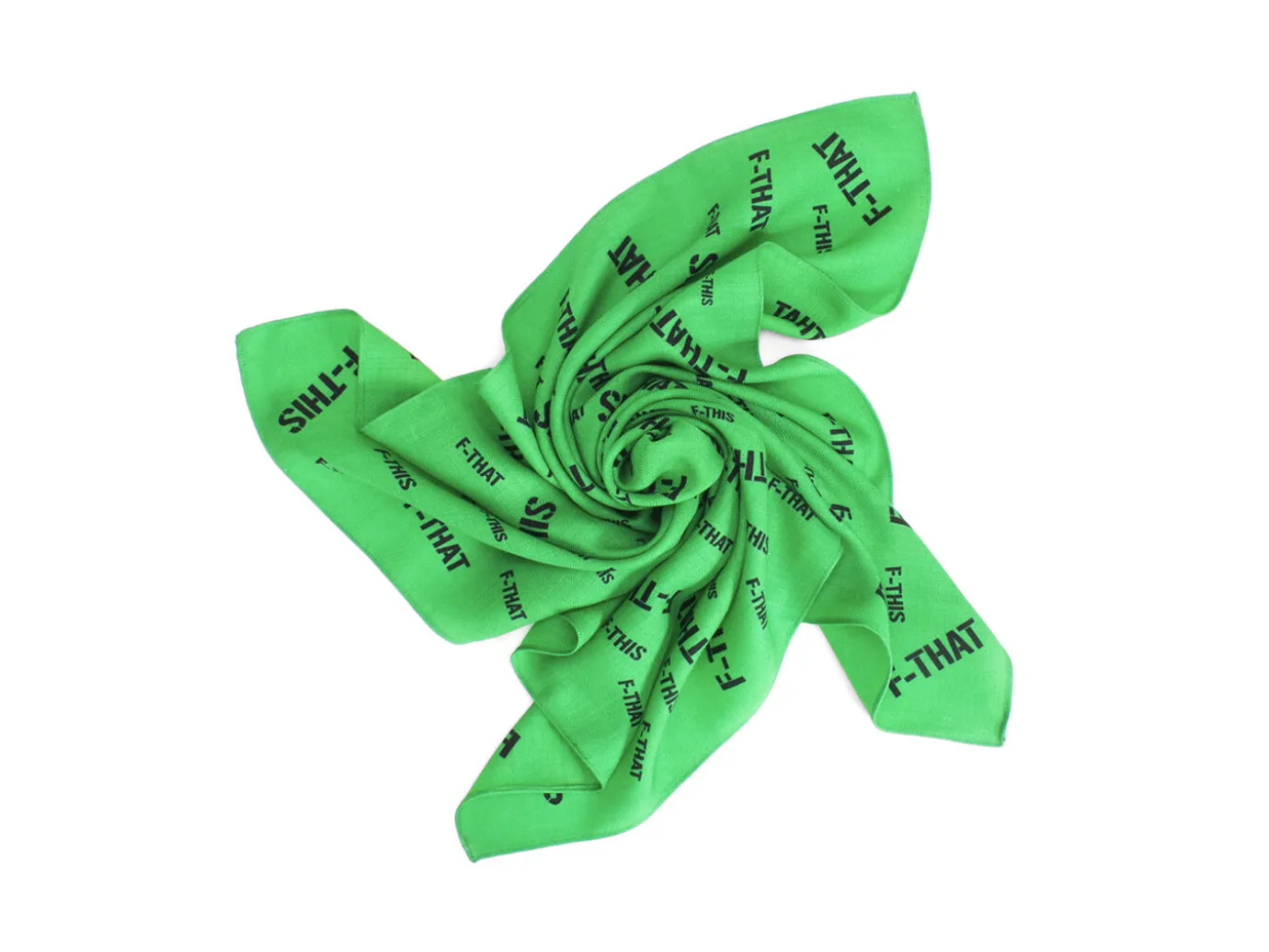 Fluevog Shoes F-This Bandana Scarf | Wool And Silk Headscarf Green/Black Flash Sale