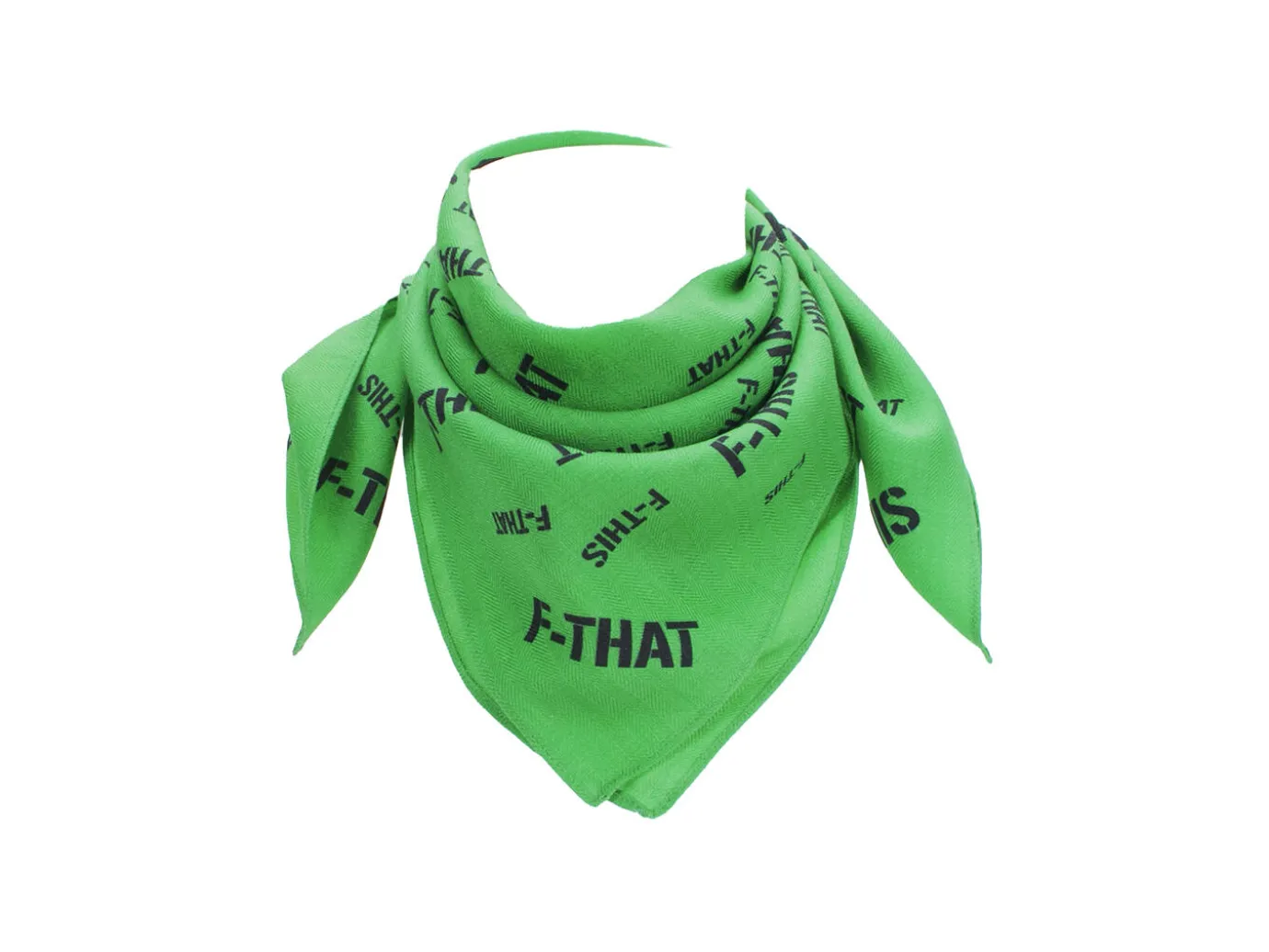 Fluevog Shoes F-This Bandana Scarf | Wool And Silk Headscarf Green/Black Online