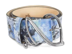 Fluevog Shoes Gawain Belt | Wide Waist Belt Blue Graffiti New