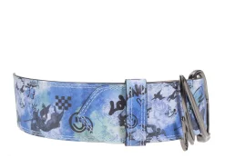 Fluevog Shoes Gawain Belt | Wide Waist Belt Blue Graffiti Hot