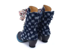 Fluevog Shoes Gladstone | Mid-Calf Lace-Up Boot Blue Denim Cheap