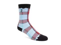 Fluevog Shoes Hazel Vog Socks | Knit Plaid Sock Light Blue Best