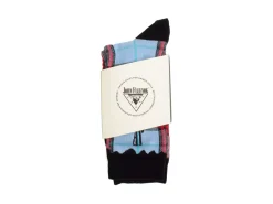 Fluevog Shoes Hazel Vog Socks | Knit Plaid Sock Light Blue Discount