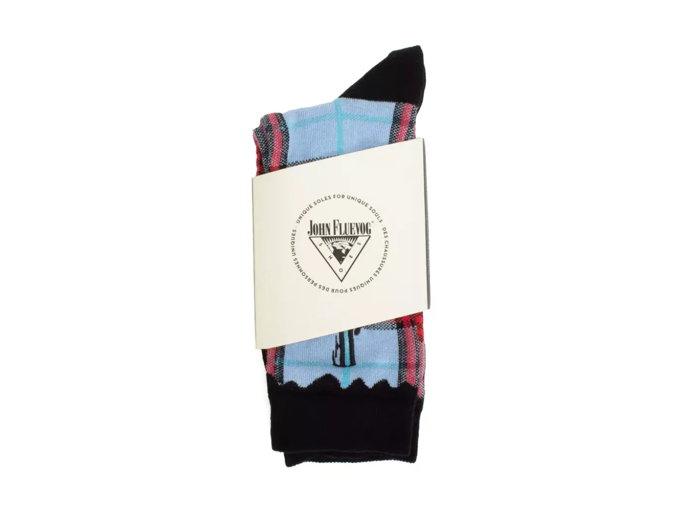 Fluevog Shoes Hazel Vog Socks | Knit Plaid Sock Light Blue Discount