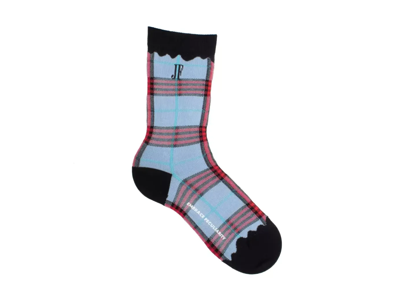 Fluevog Shoes Hazel Vog Socks | Knit Plaid Sock Light Blue Discount