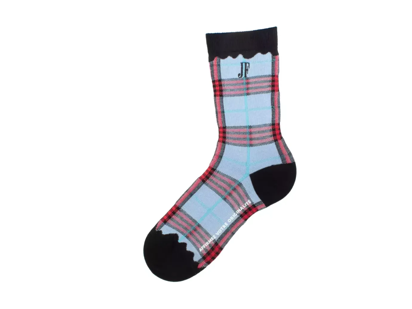Fluevog Shoes Hazel Vog Socks | Knit Plaid Sock Light Blue Discount