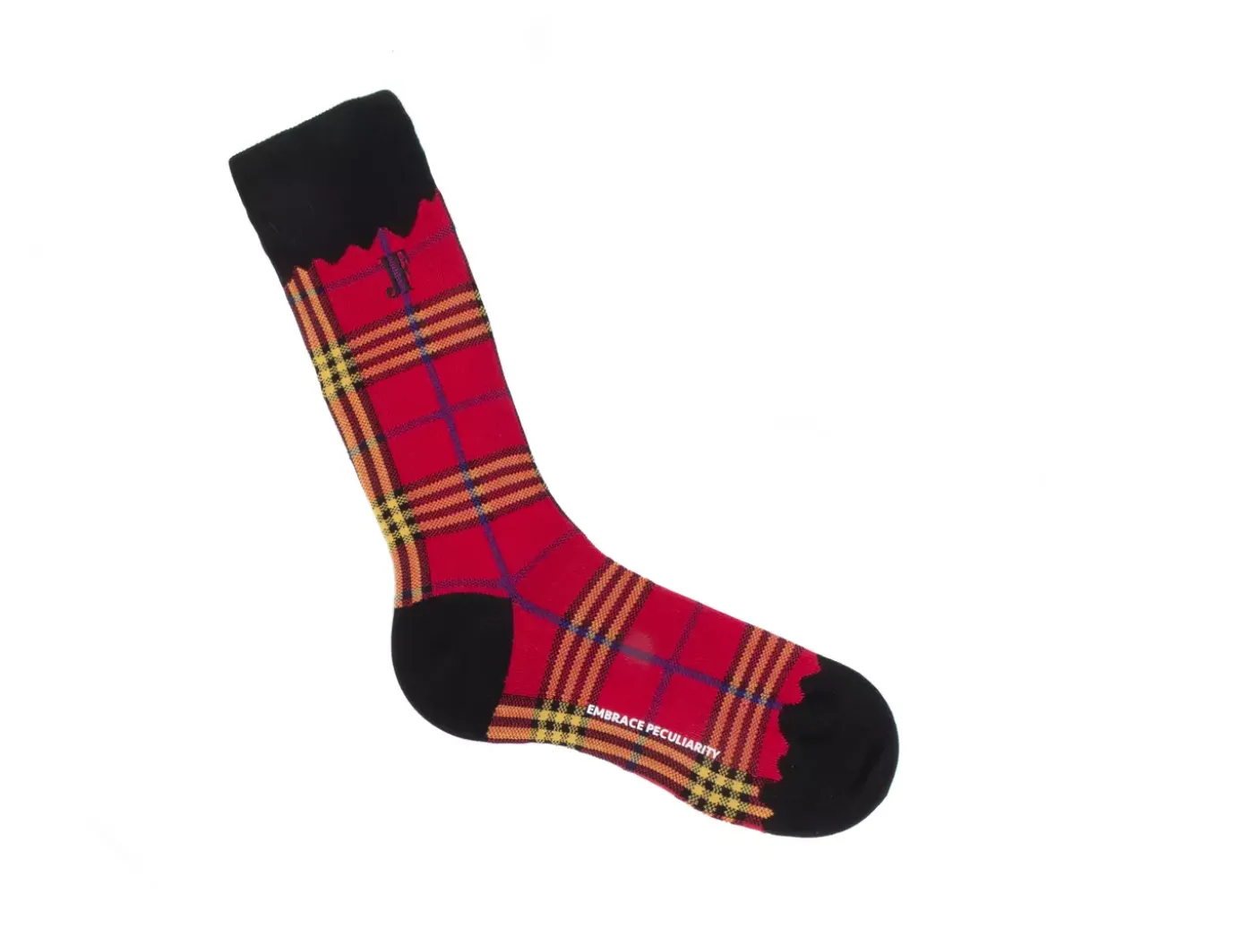 Fluevog Shoes Hazel Vog Socks | Knit Plaid Sock Red Clearance