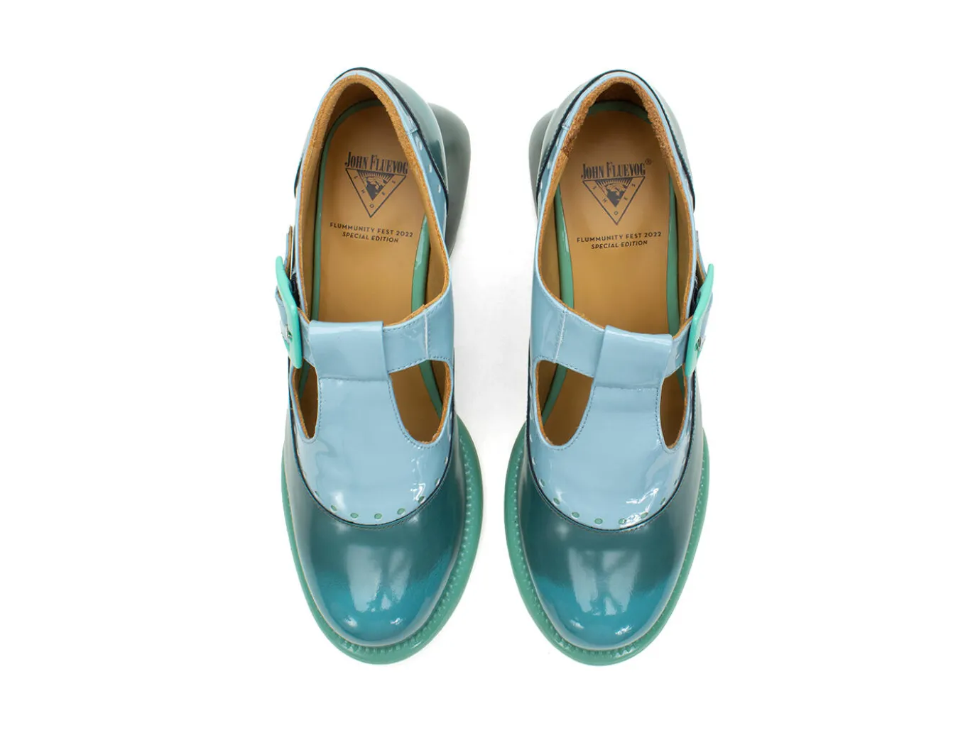 Fluevog Shoes Hockney | T-Strap Leather Shoes Turquoise Sale