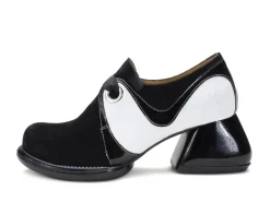 Fluevog Shoes Jasper | Swirly Shoe With Ribbon Laces Black/White Outlet