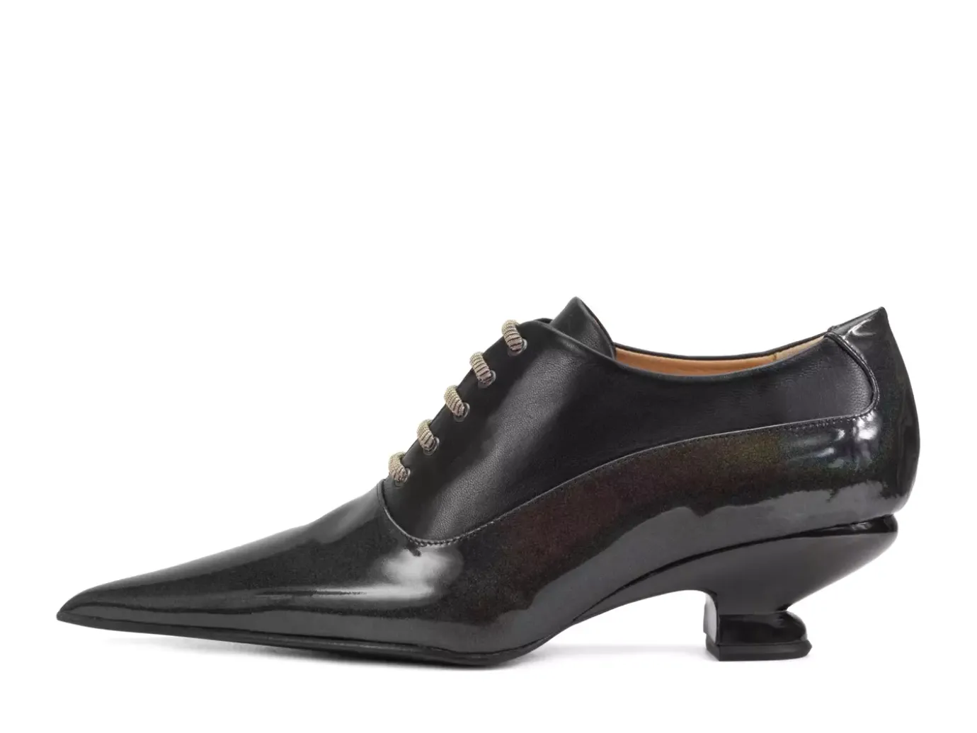 Fluevog Shoes Jenne | Elegant Lace-Up Heel Black Metallic Online