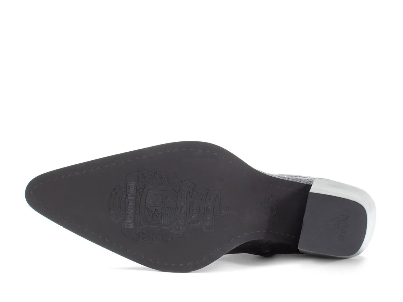 Fluevog Shoes Joan | Asymmetrical Ankle Boot Black Emboss Online