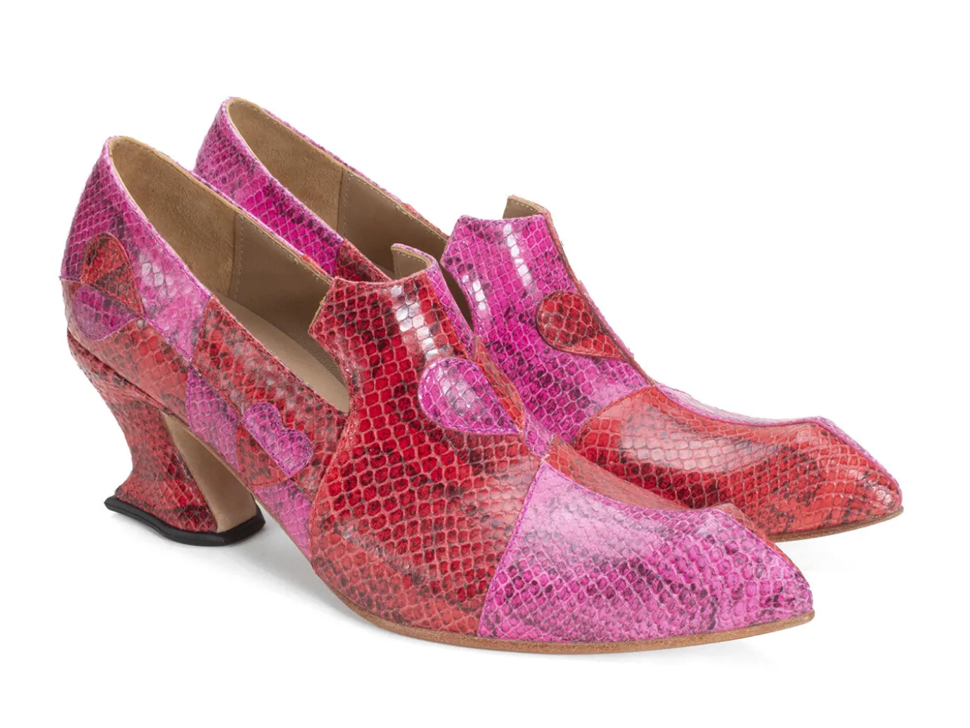 Fluevog Shoes Kaija | Loafer Heel With Hearts Pink/Red Best