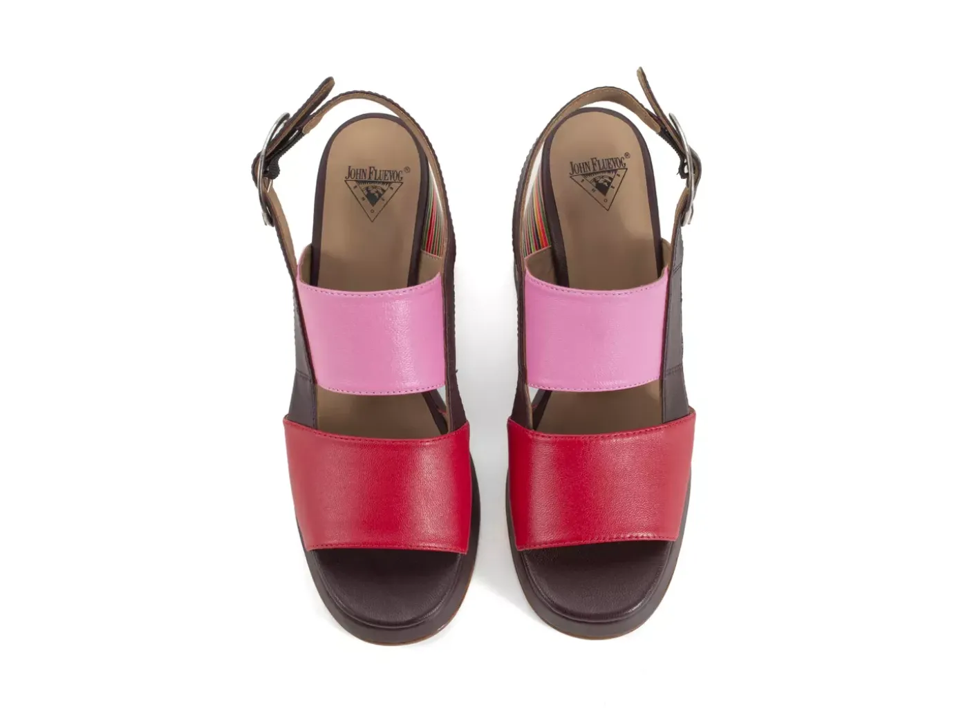 Fluevog Shoes Kerry | Slingback Platform Sandal Burgundy/Pink Clearance