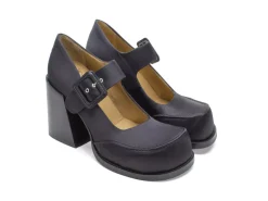 Fluevog Shoes Laurie | Platform Mary Jane Black Satin New