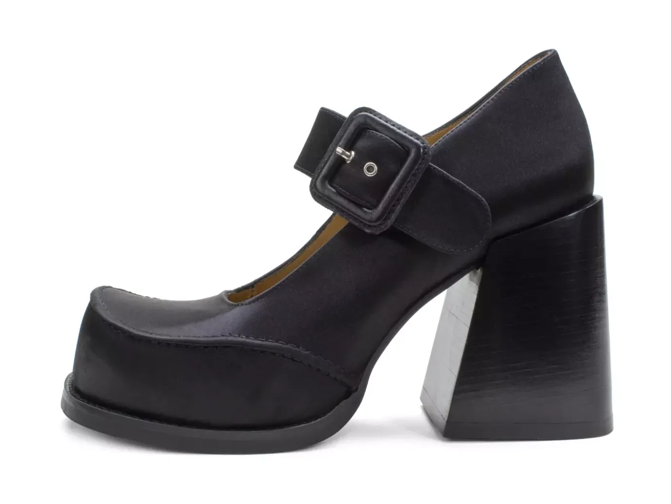 Fluevog Shoes Laurie | Platform Mary Jane Black Satin New