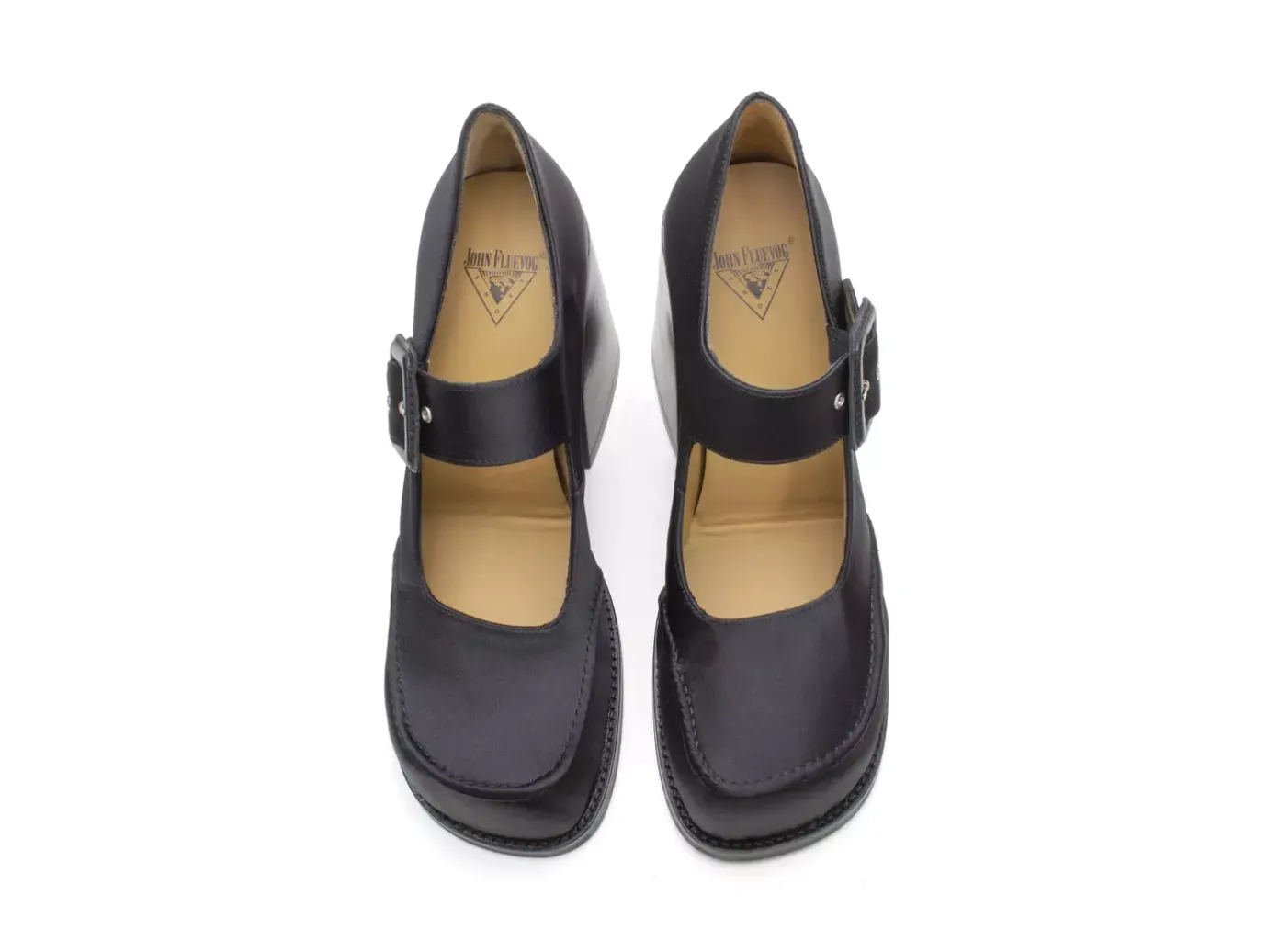 Fluevog Shoes Laurie | Platform Mary Jane Black Satin New