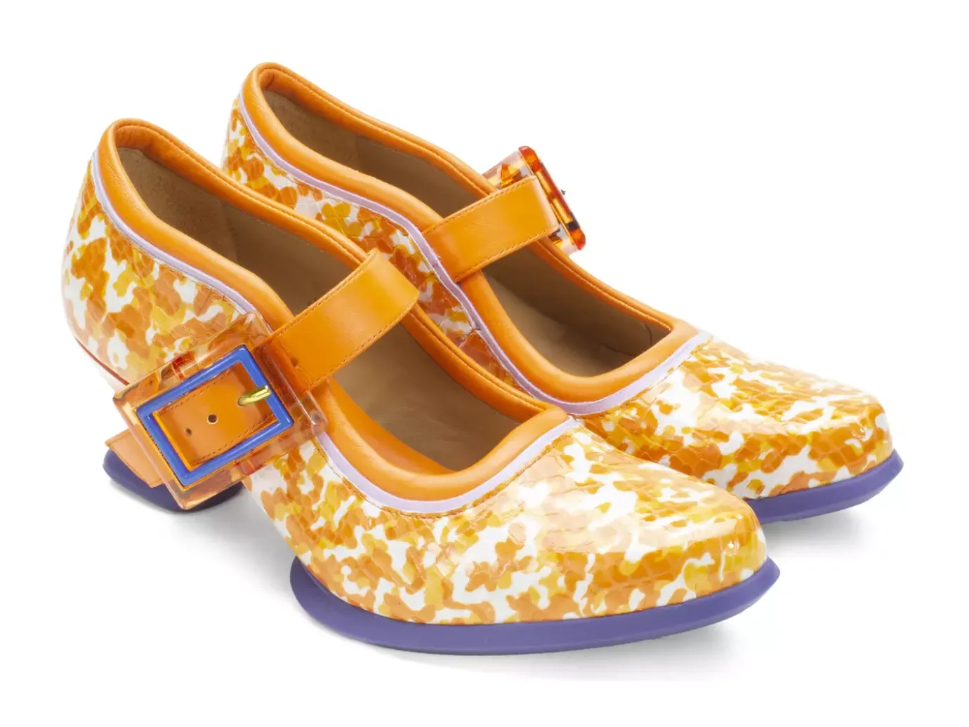 Fluevog Shoes Leonora | Mary Jane Heel Orange/Purple Outlet